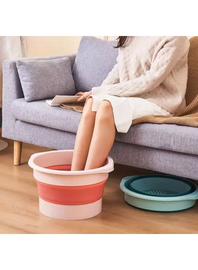 Pink Foldable Foot Basin Portable Thickened Soaking Tub With Sole Massager - Image 2